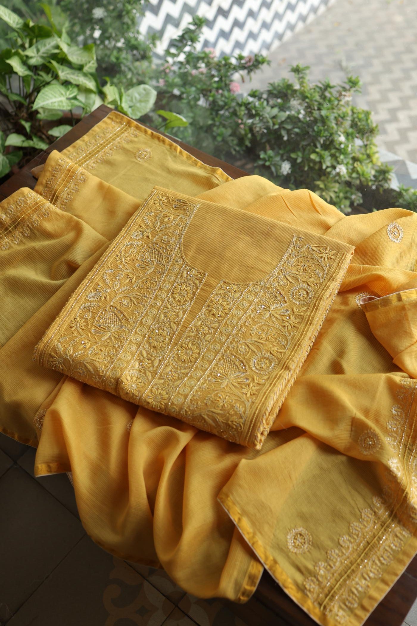 Gold Yellow Shade Rasm Maheshwari Highlights Fabric