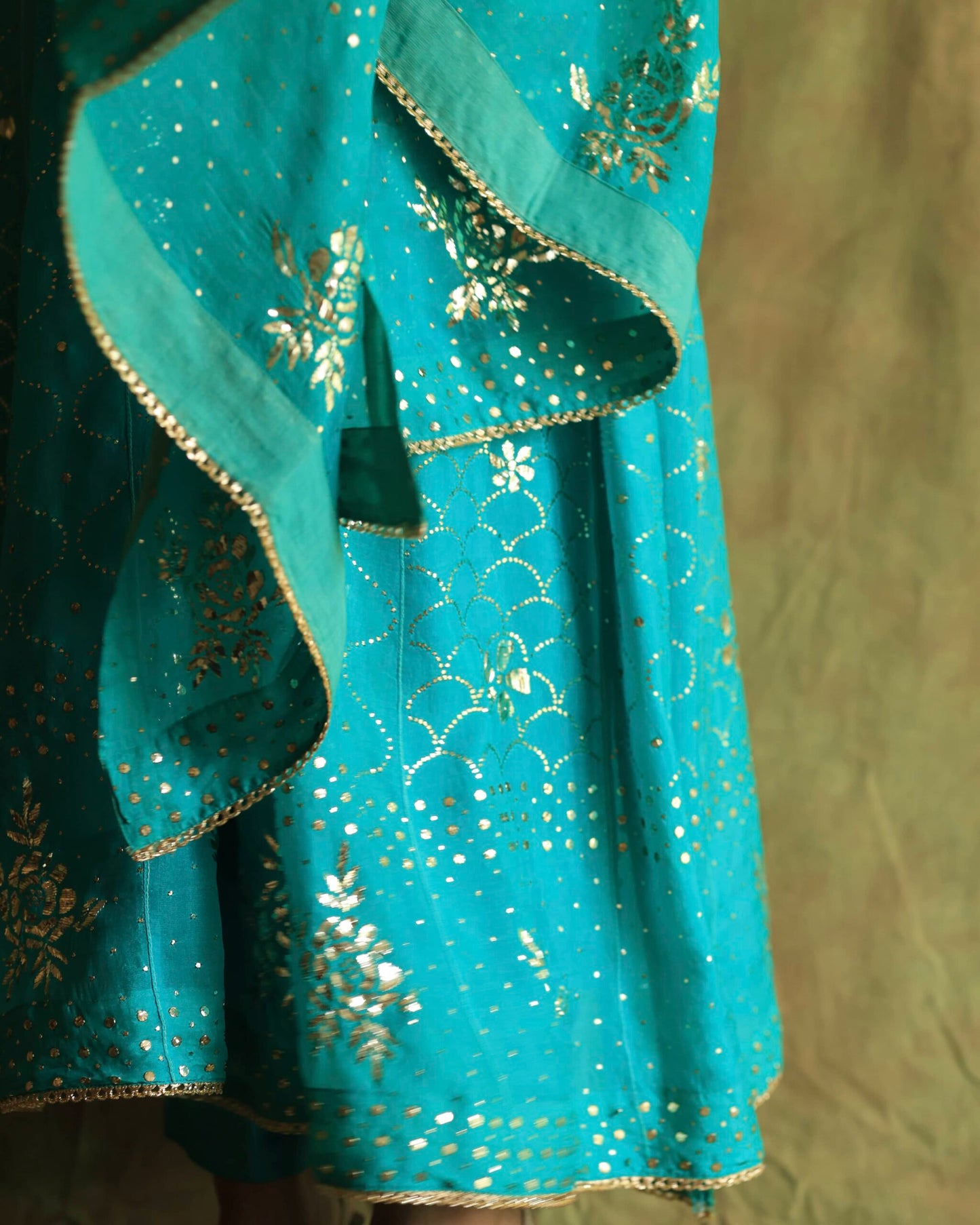 Green Noor Organza Mukaish Badla Anarkali With Dupatta