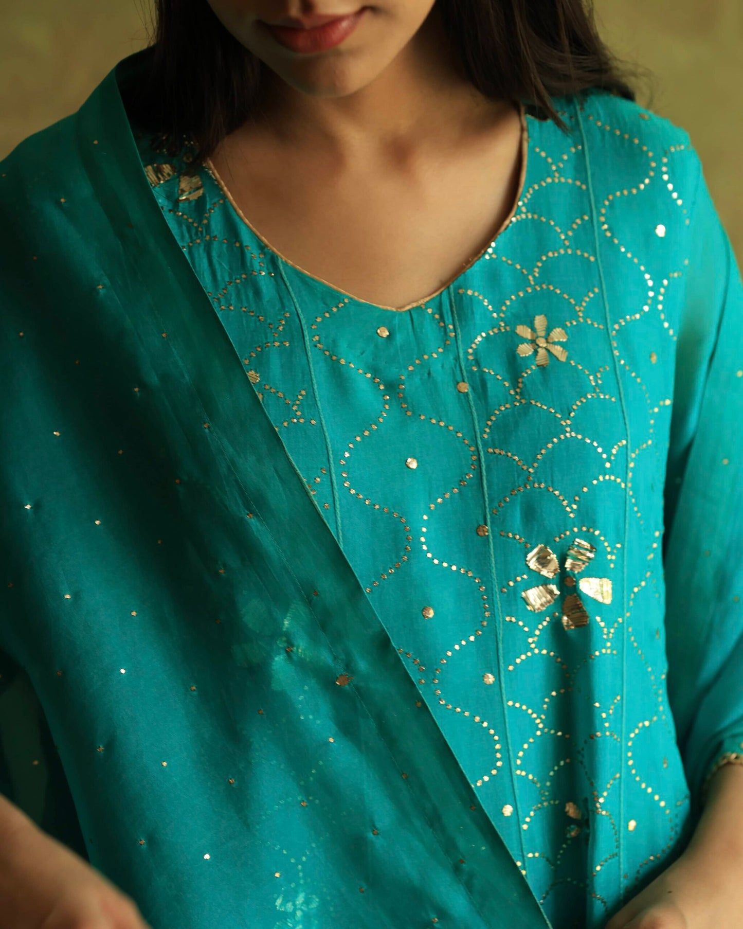Green Noor Organza Mukaish Badla Anarkali With Dupatta