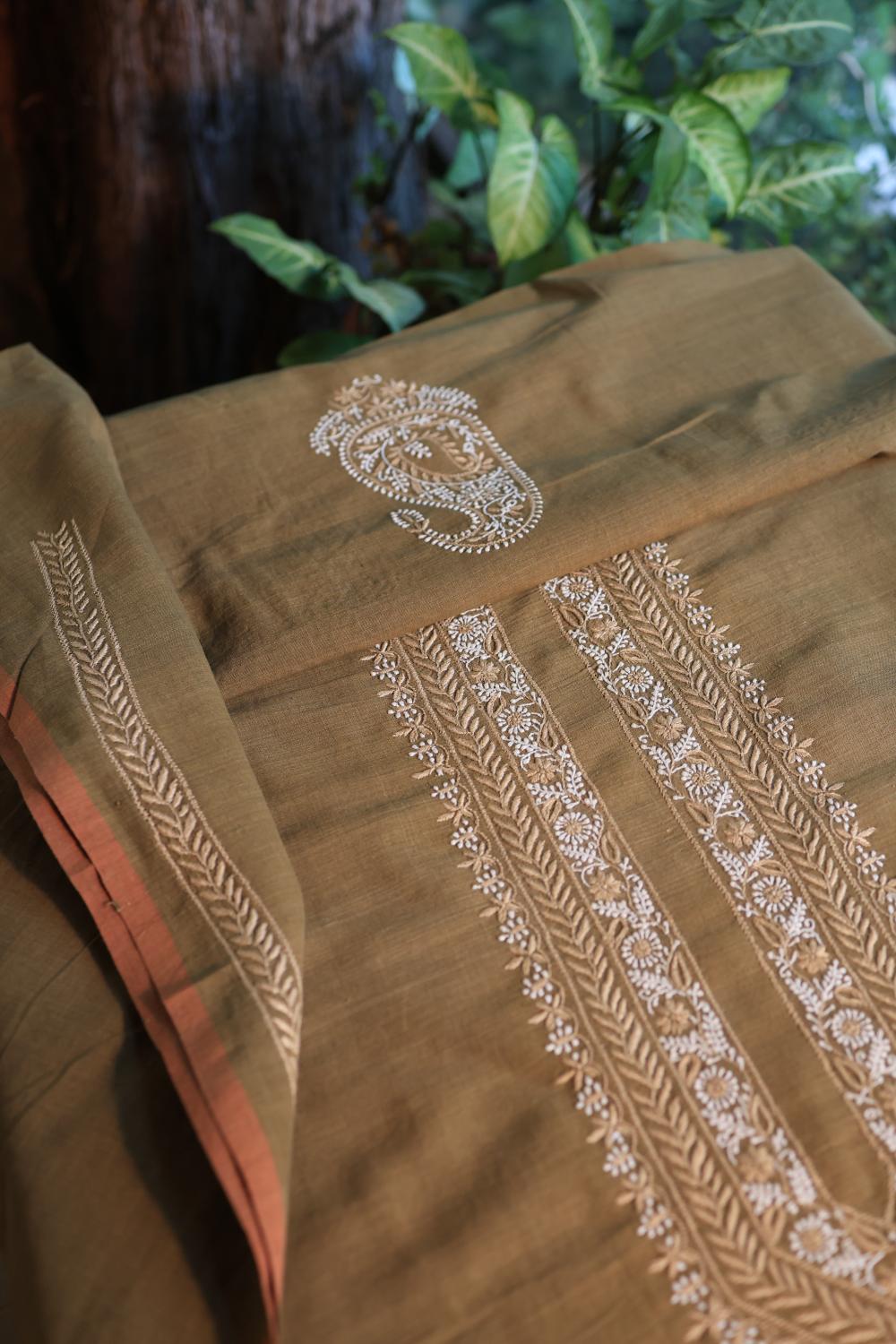 Green Malkha Handspun Khadi Kurtas Unisex Fabric