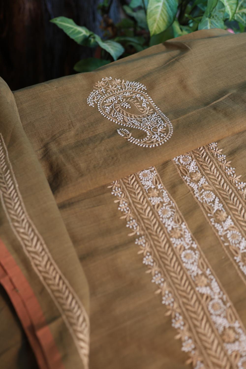 Green Malkha Handspun Khadi Kurtas Unisex Fabric
