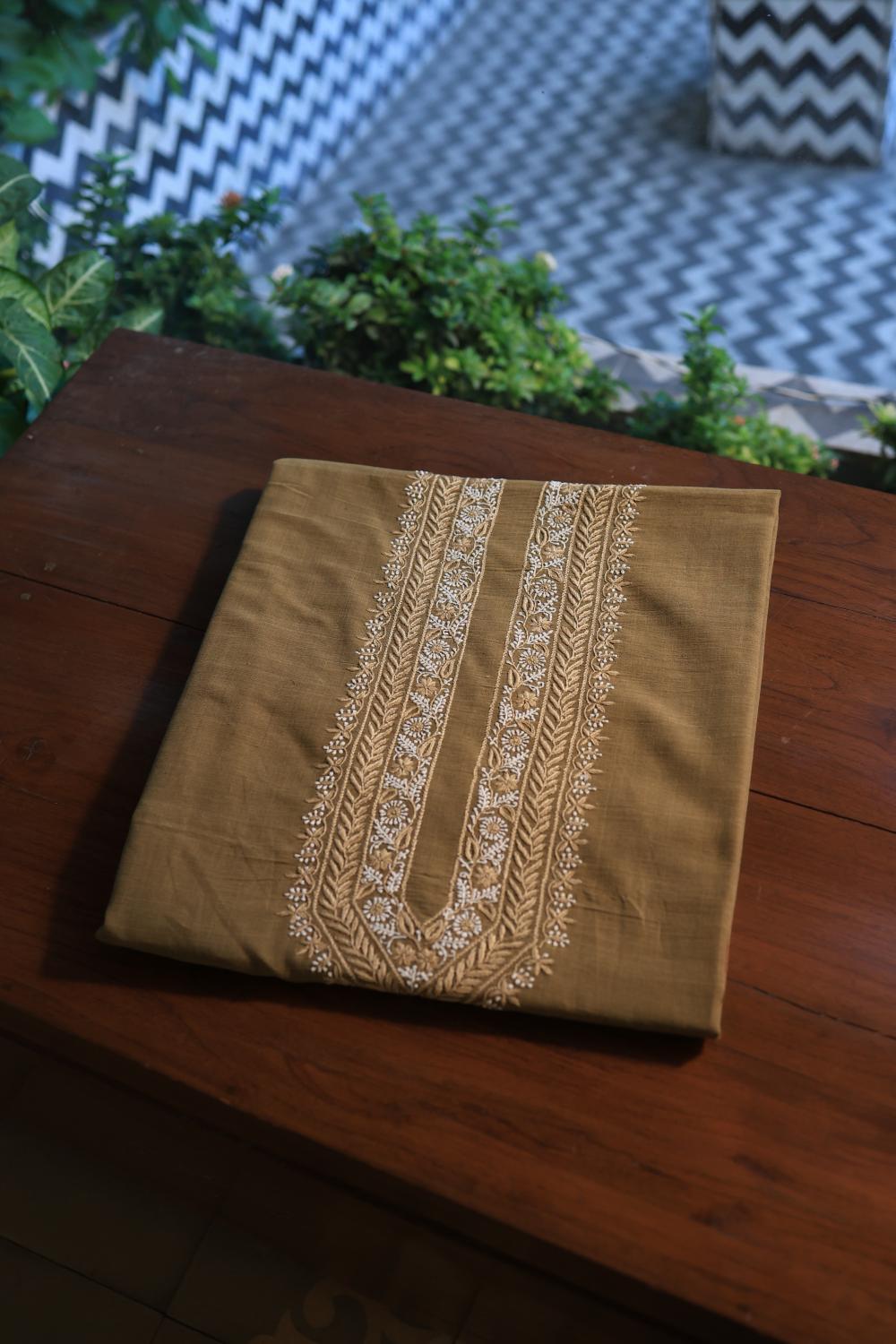 Green Malkha Handspun Khadi Kurtas Unisex Fabric
