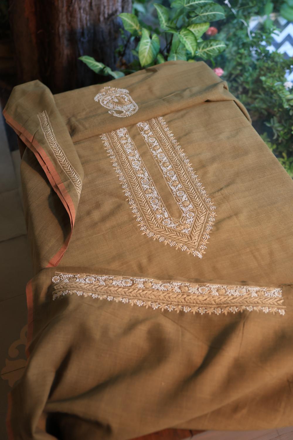 Green Malkha Handspun Khadi Kurtas Unisex Fabric
