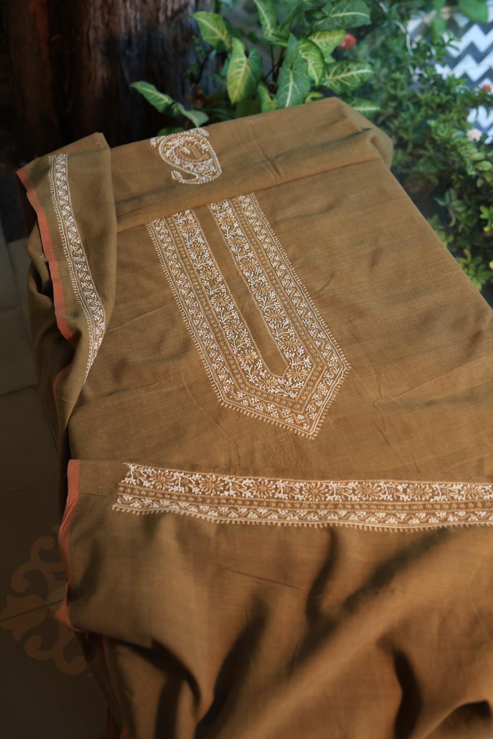 Green Malkha Handspun Khadi Kurtas Unisex Fabric