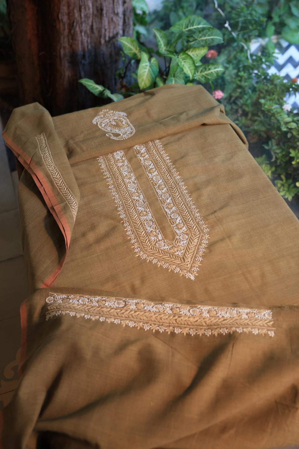 Green Malkha Handspun Khadi Kurtas Unisex Fabric