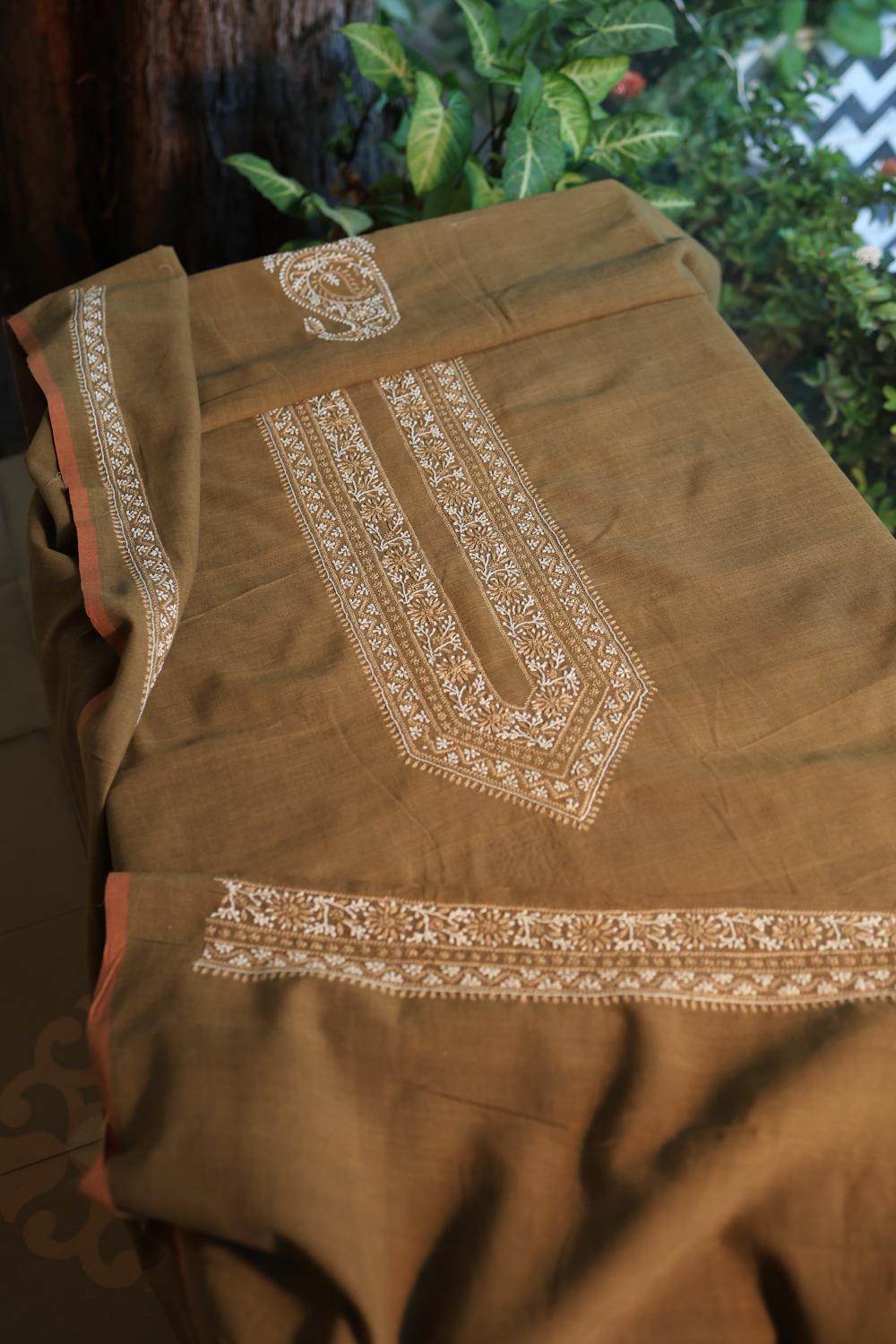 Green Malkha Handspun Khadi Kurtas Unisex Fabric