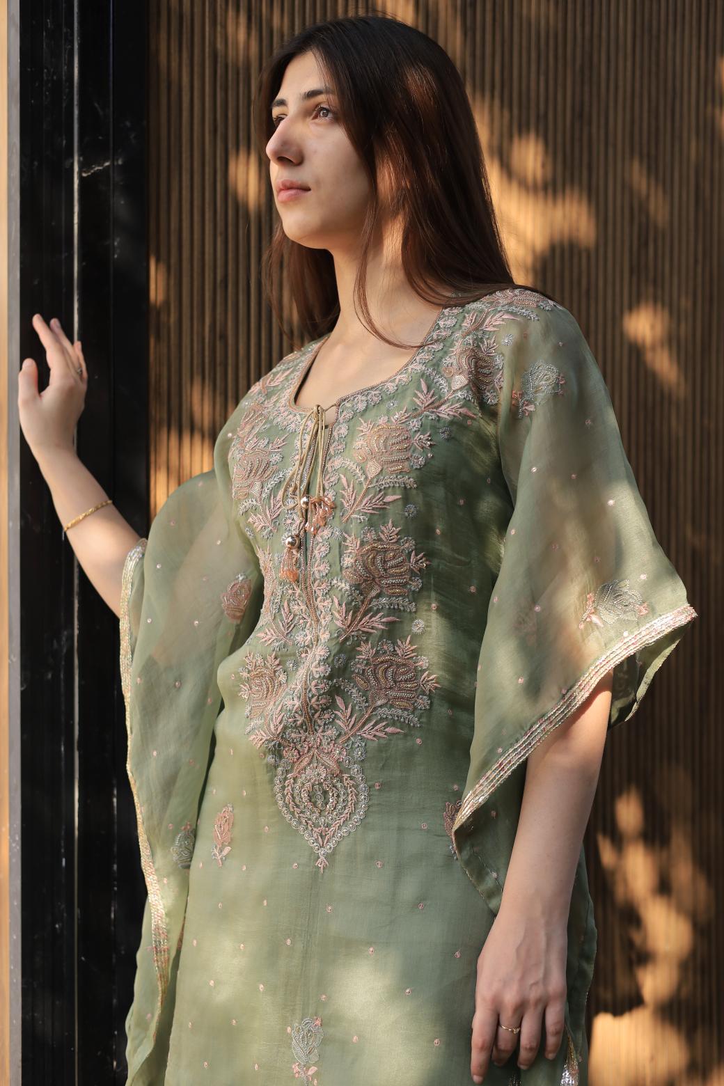 Green | Noor Organza Kaftans