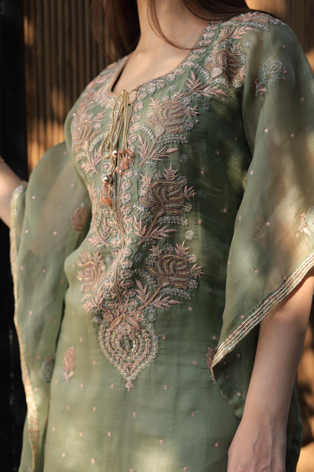 Green | Noor Organza Kaftans
