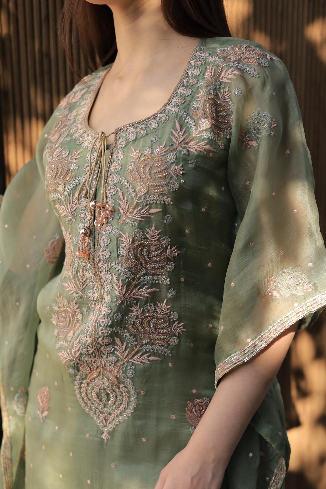 Green | Noor Organza Kaftans