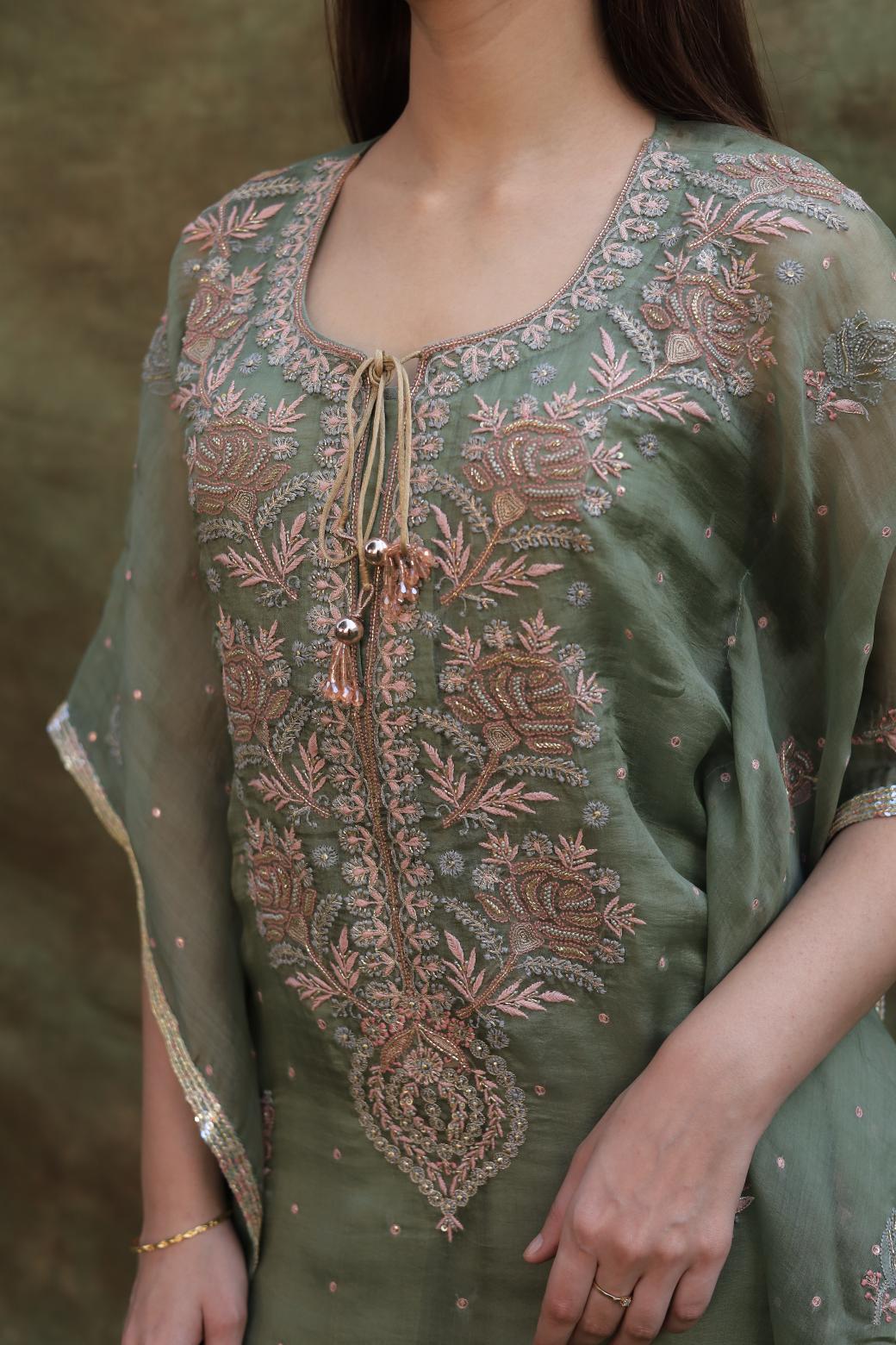Green | Noor Organza Kaftans