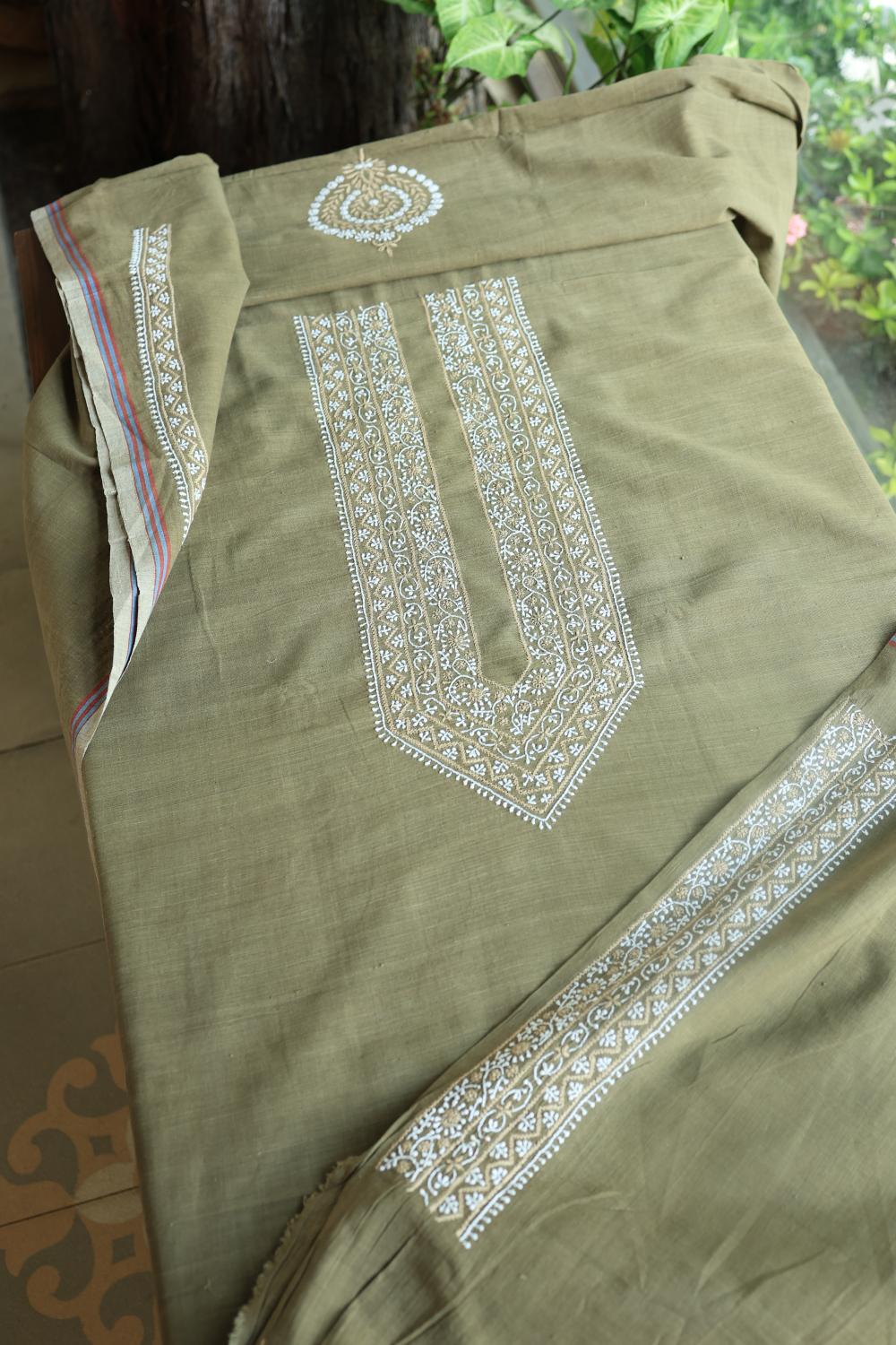 Green Malkha Handspun Khadi Kurtas Unisex Fabrics