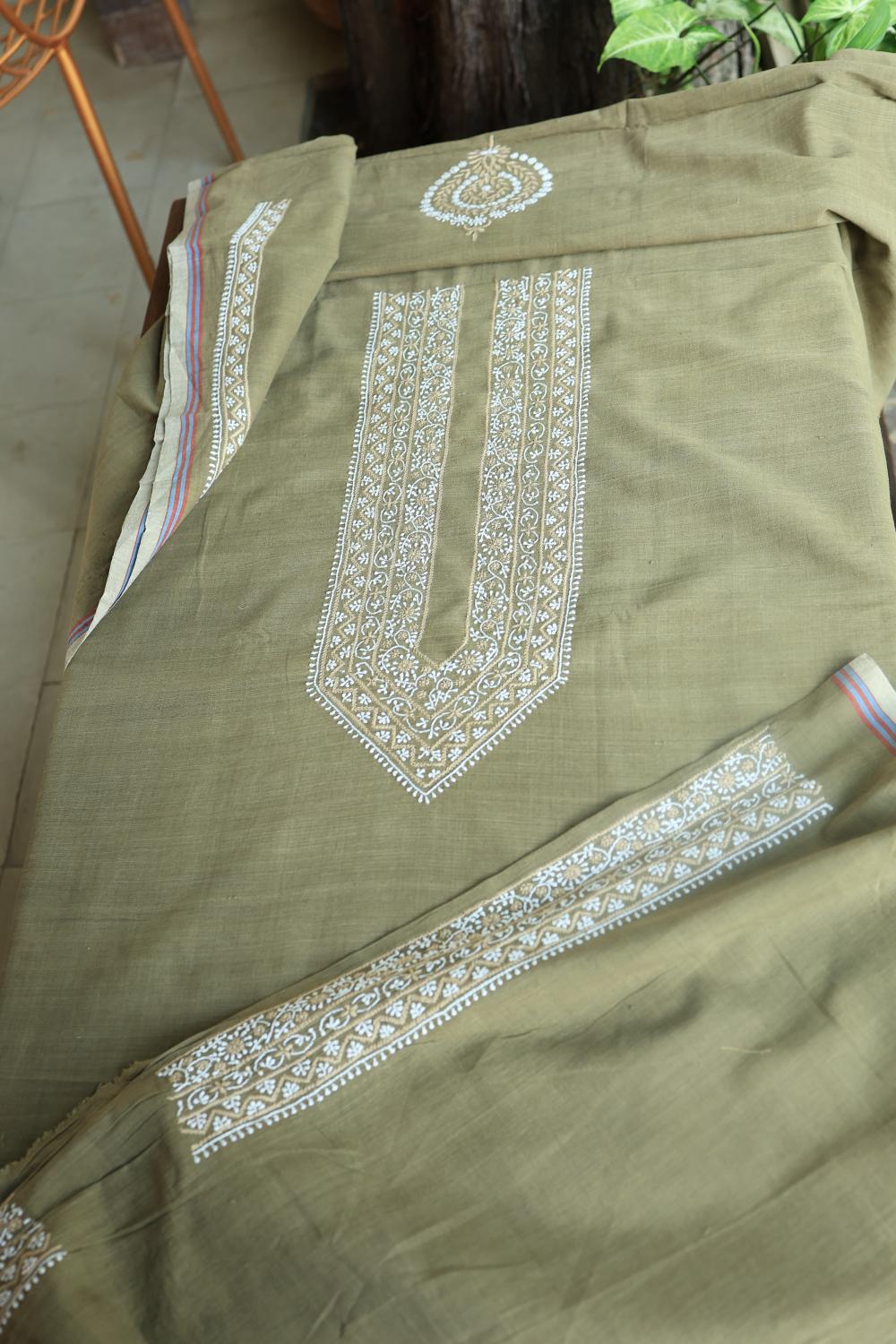 Green Malkha Handspun Khadi Kurtas Unisex Fabrics