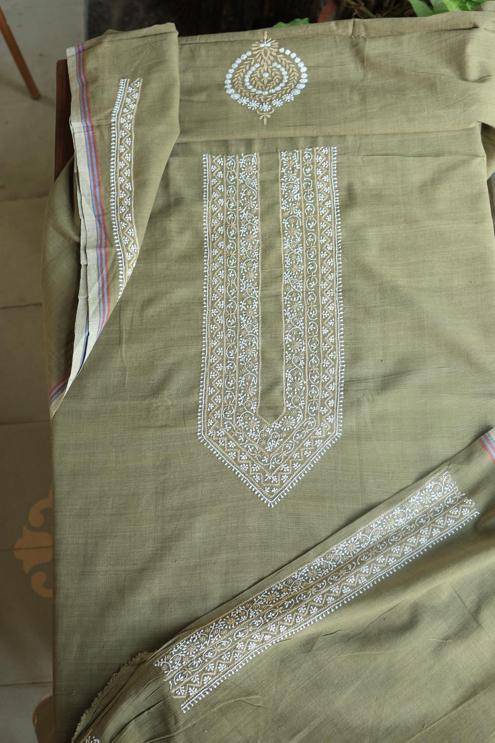 Green Malkha Handspun Khadi Kurtas Unisex Fabrics