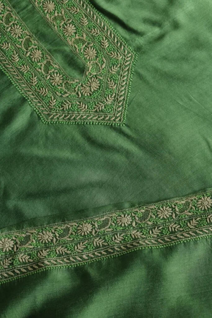Green Moonga Silk Men’s Kurta Fabrics