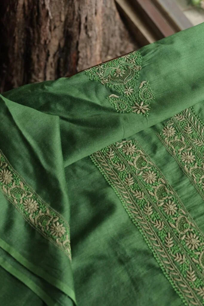 Green Moonga Silk Men’s Kurta Fabrics