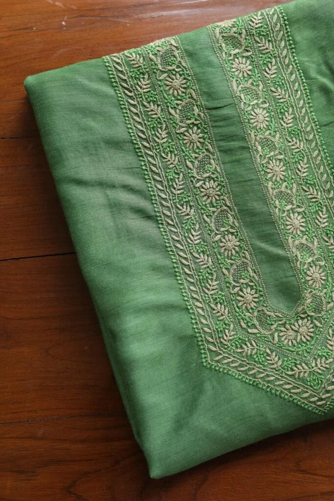 Green Moonga Silk Men’s Kurta Fabrics