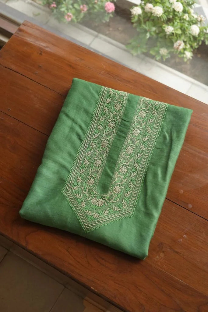 Green Moonga Silk Men’s Kurta Fabrics