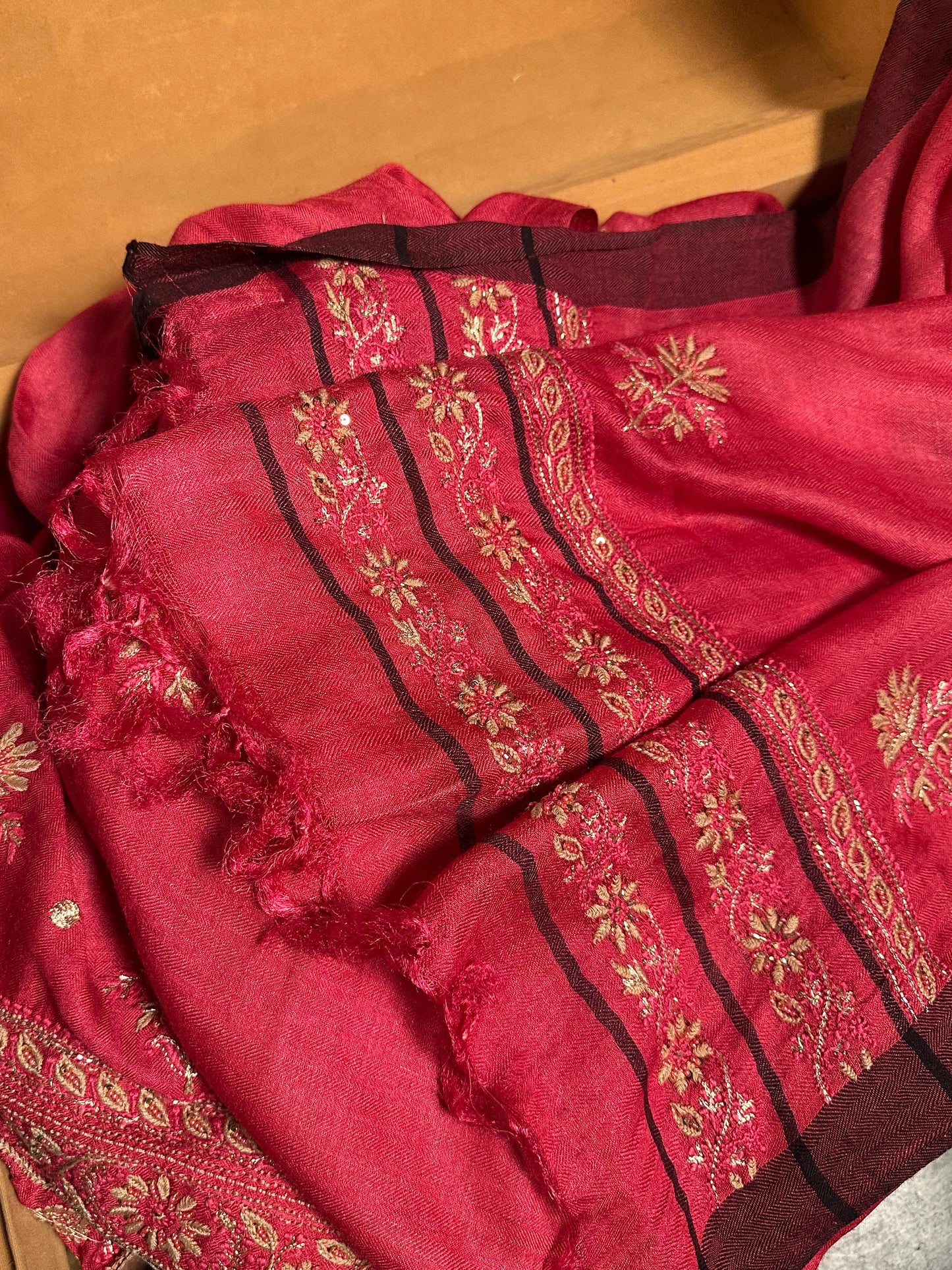 Hot Pink Pashmina x Chikankari Fabrics