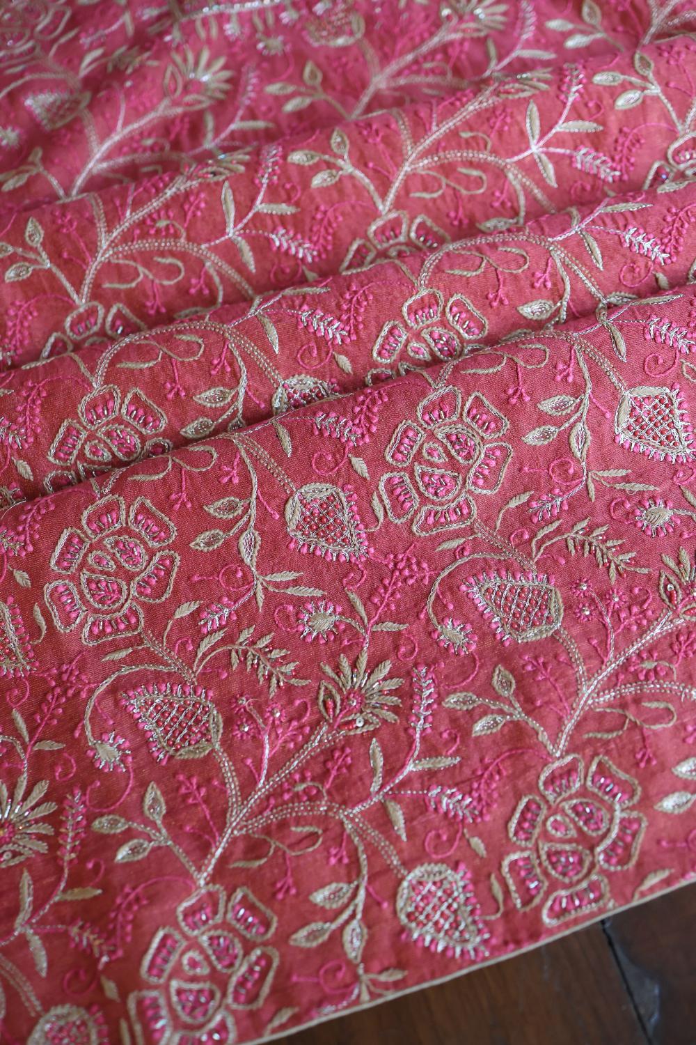 Hot Pink Tissue Silk Unstitched Fabric