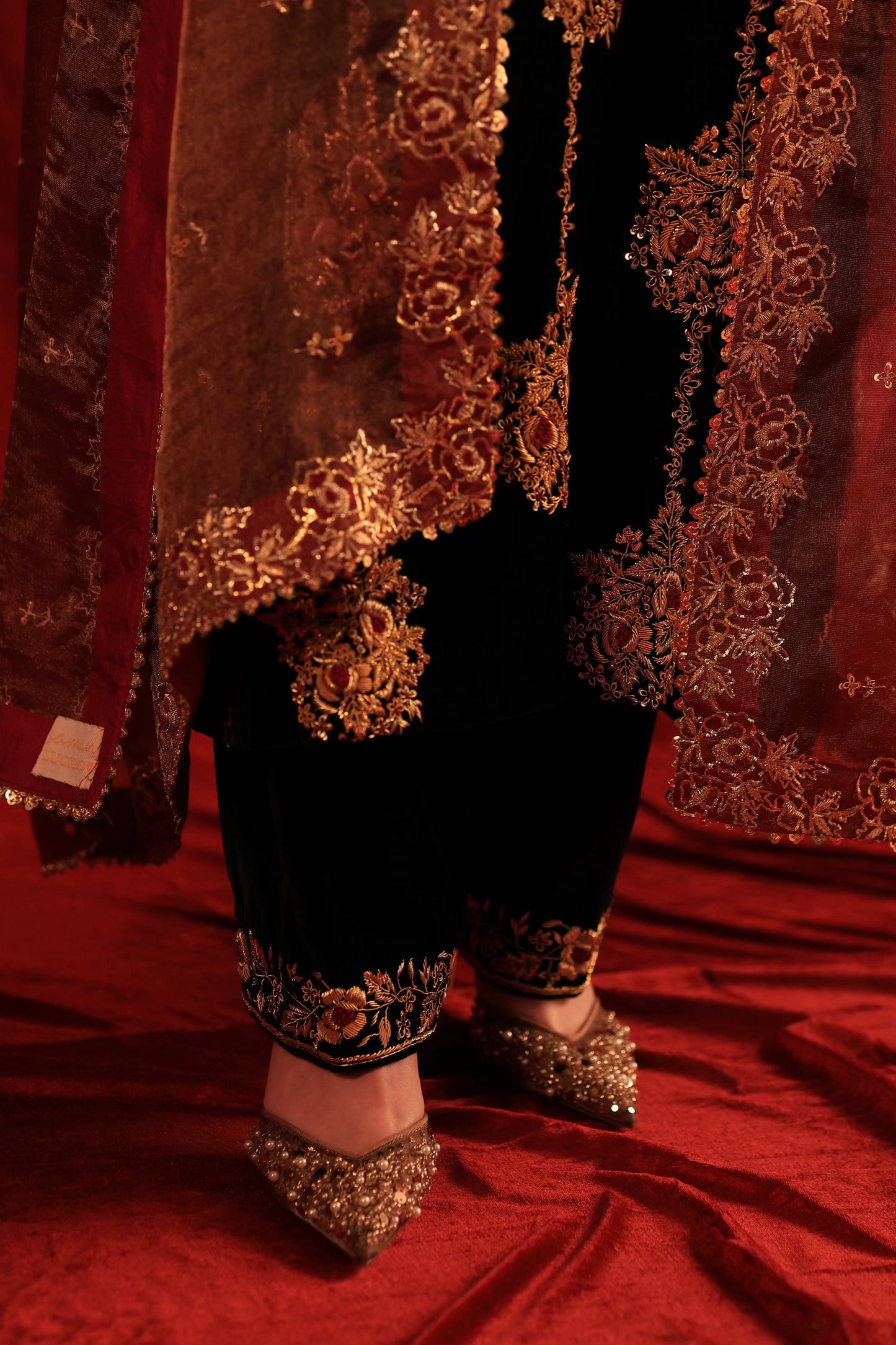 Jet Black Shade | Saman Velvet Ready To Wear Kurta Set
