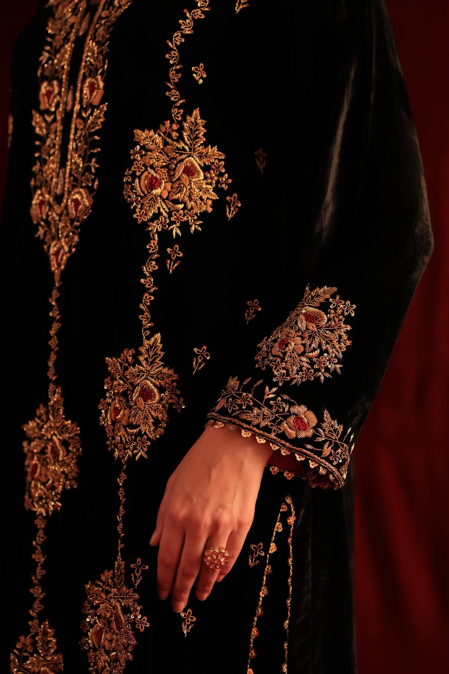 Jet Black Shade | Saman Velvet Ready To Wear Kurta Set