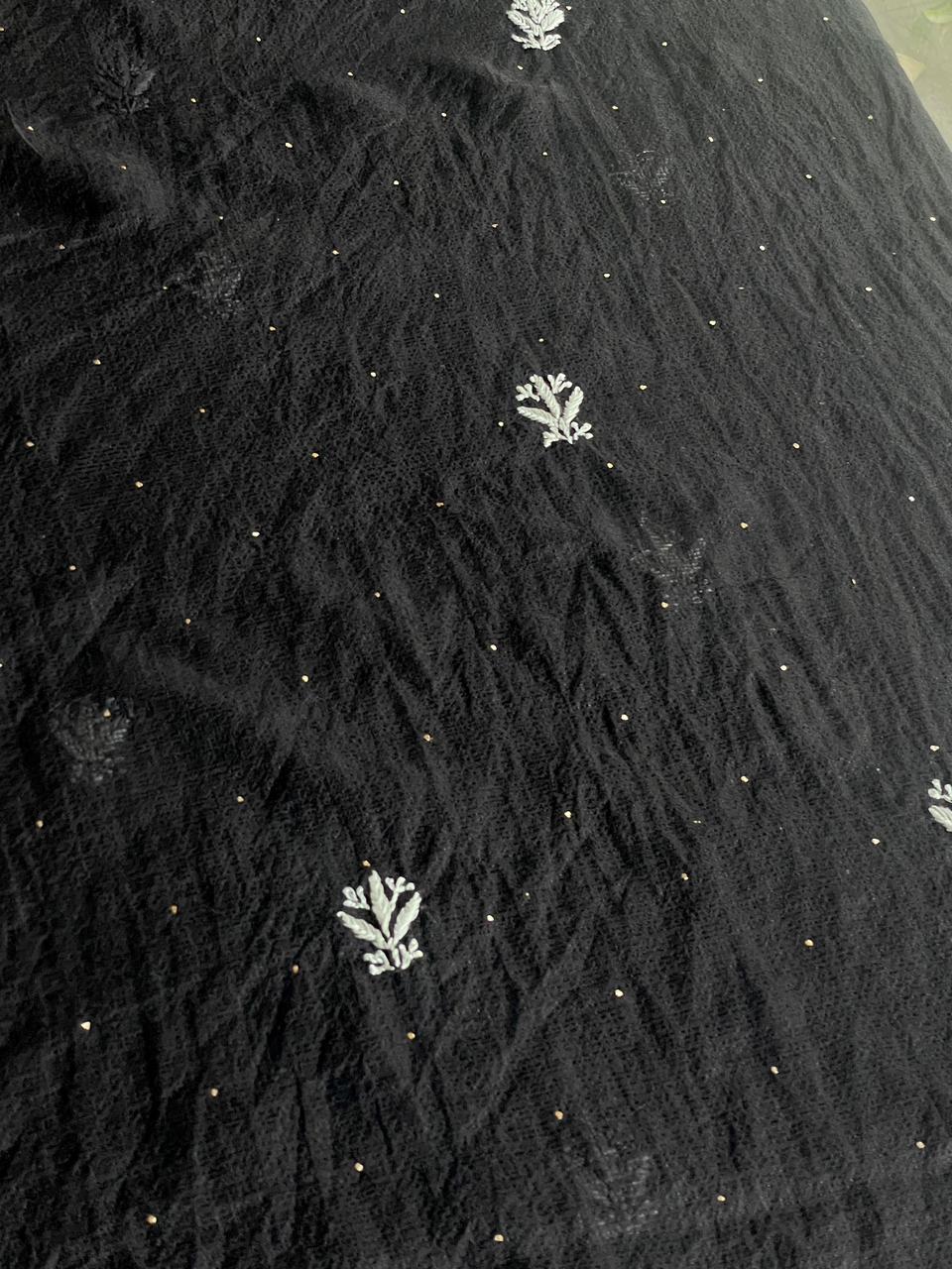 Kota Chikankari Mukaish Kamdani Dupatta With Tissue Border