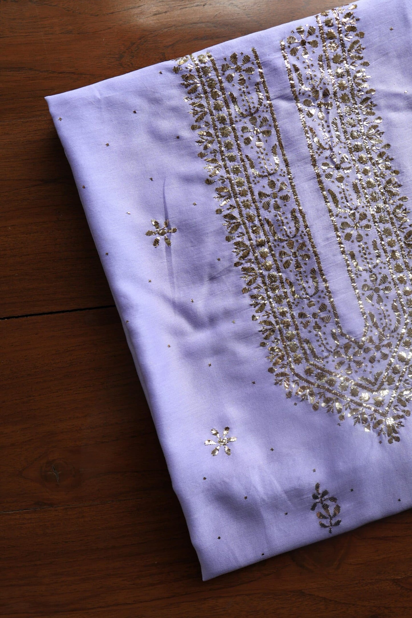 Lavender Chanderi Mukaish Badla Unstitched Chikankari Unisex Kurtas