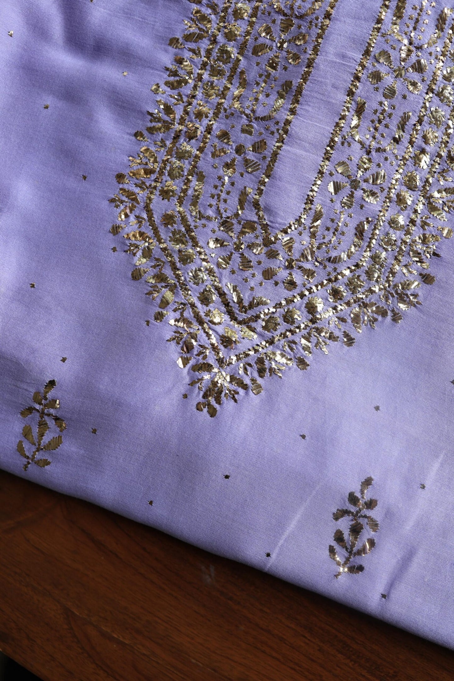 Lavender Chanderi Mukaish Badla Unstitched Chikankari Unisex Kurtas