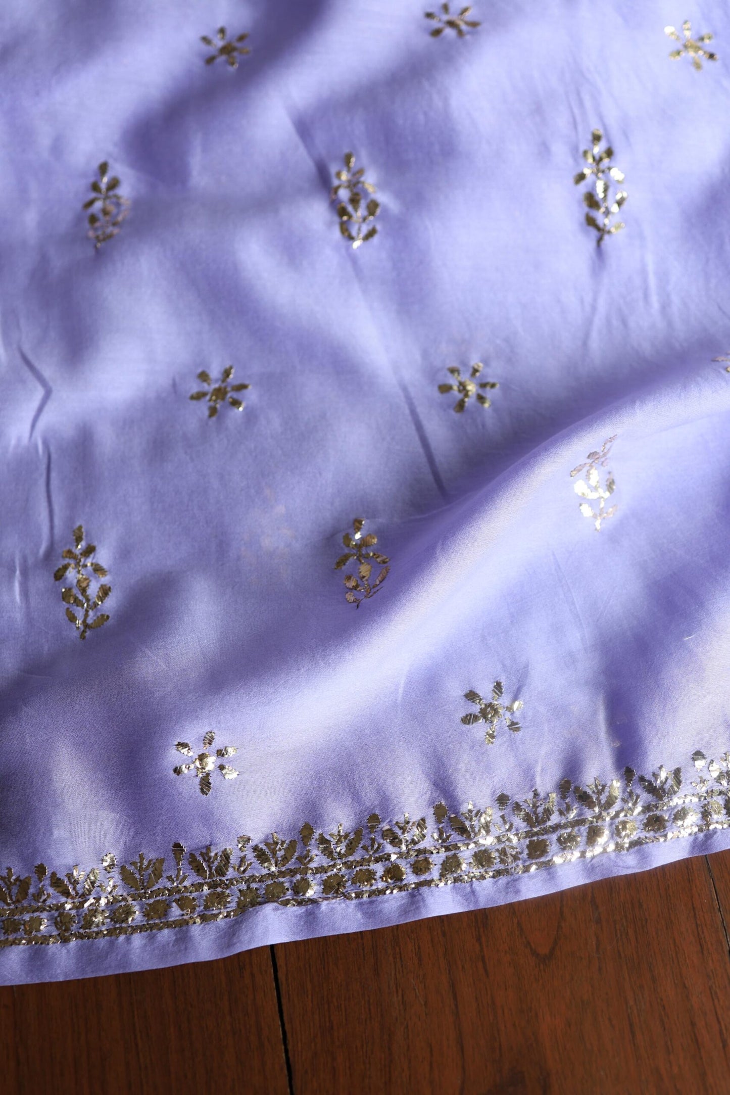 Lavender Chanderi Mukaish Badla Unstitched Chikankari Unisex Kurtas