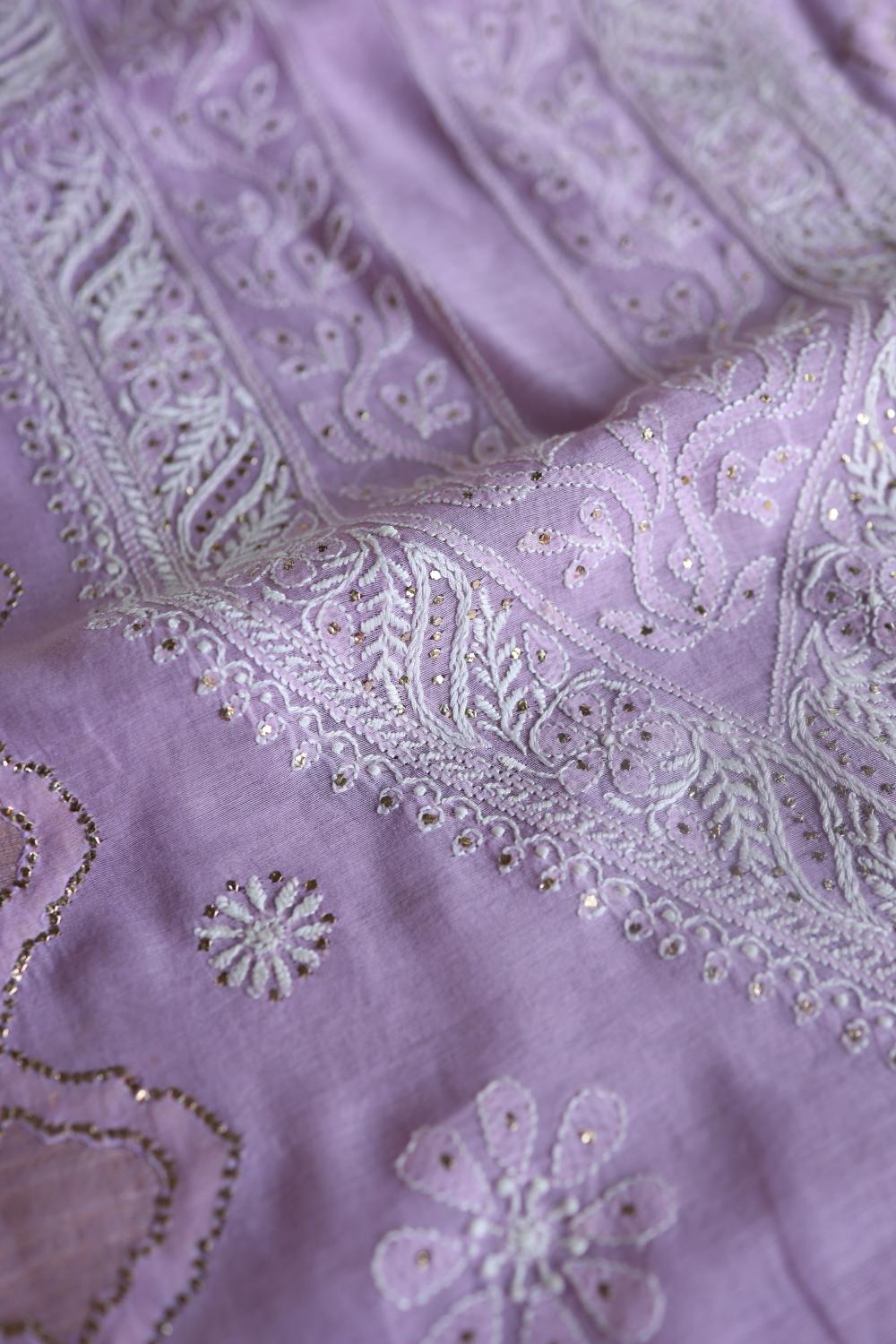 Lavender Daraz Chikankari Kurta Fabrics