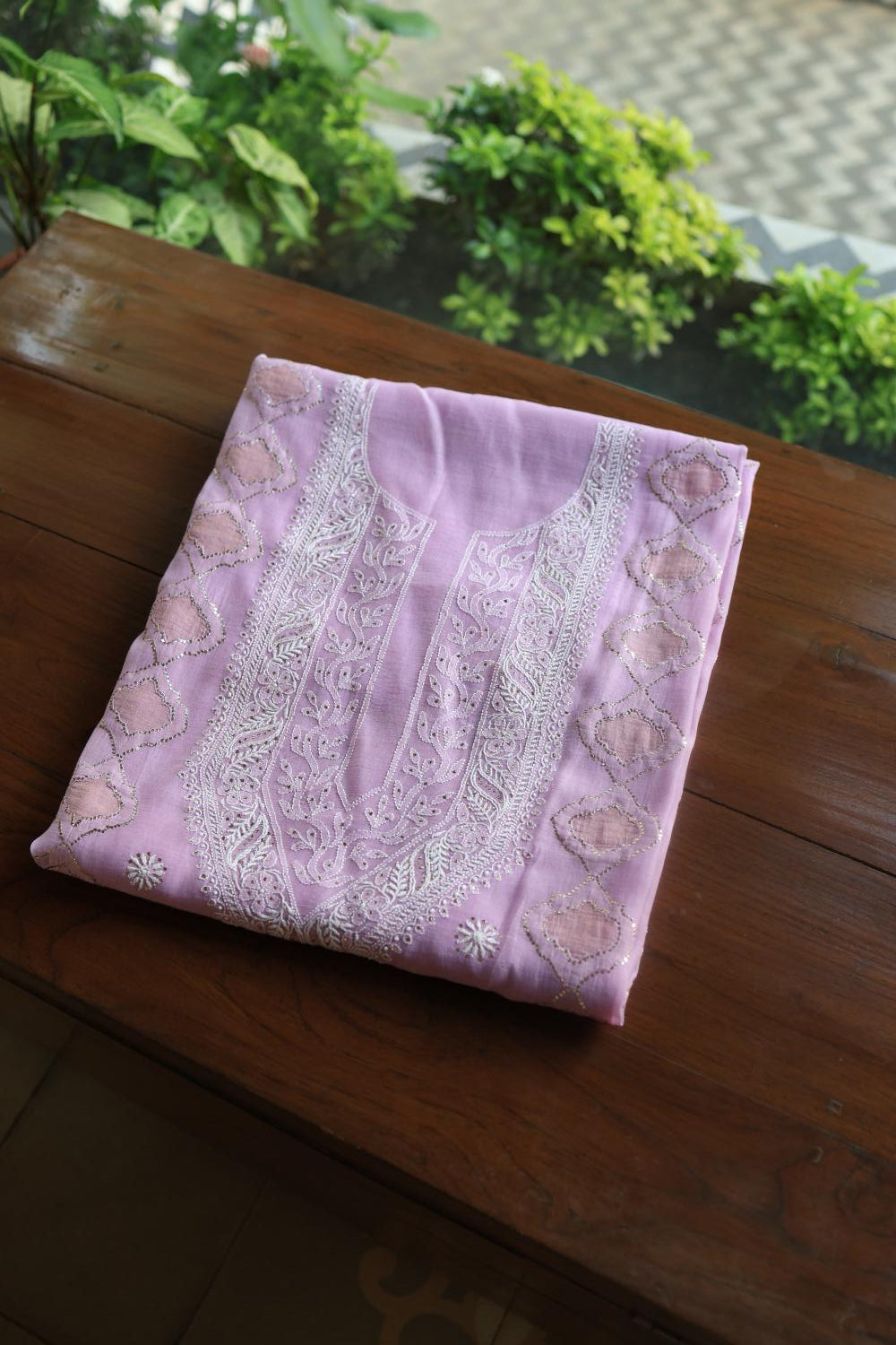 Lavender Daraz Chikankari Kurta Fabrics
