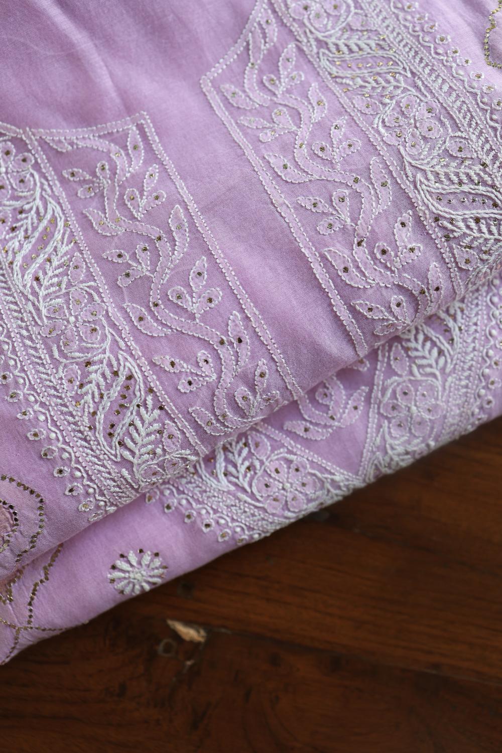 Lavender Daraz Chikankari Kurta Fabrics