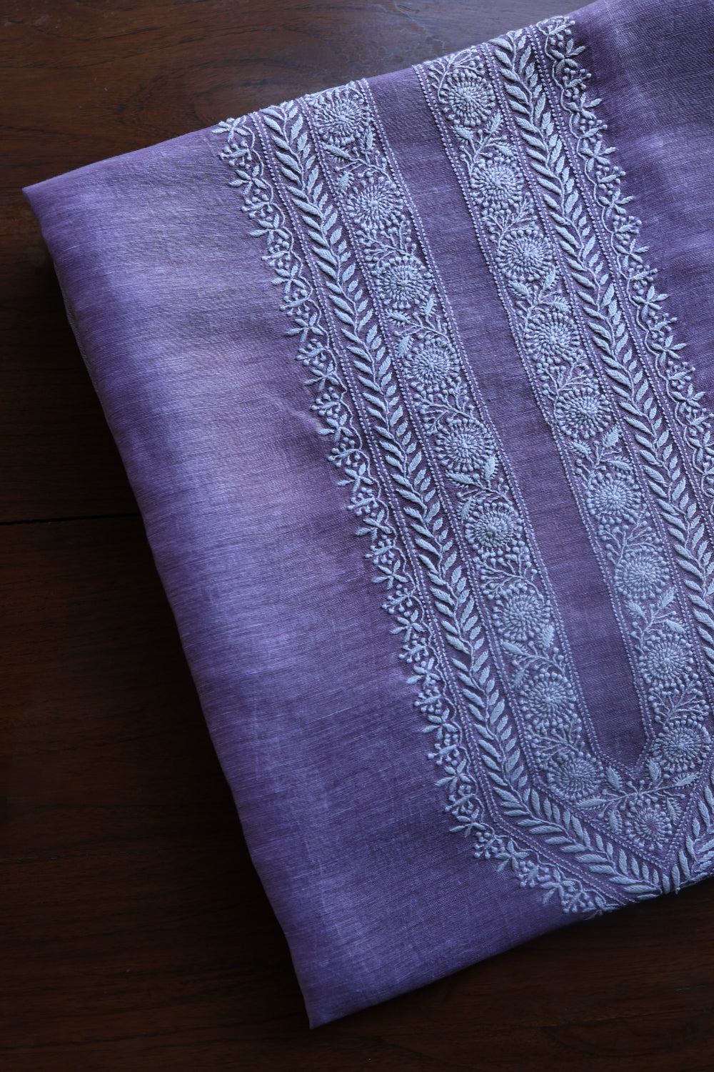 Lavender Linen Chikankari Unstitched Men's Kurtas Fabric