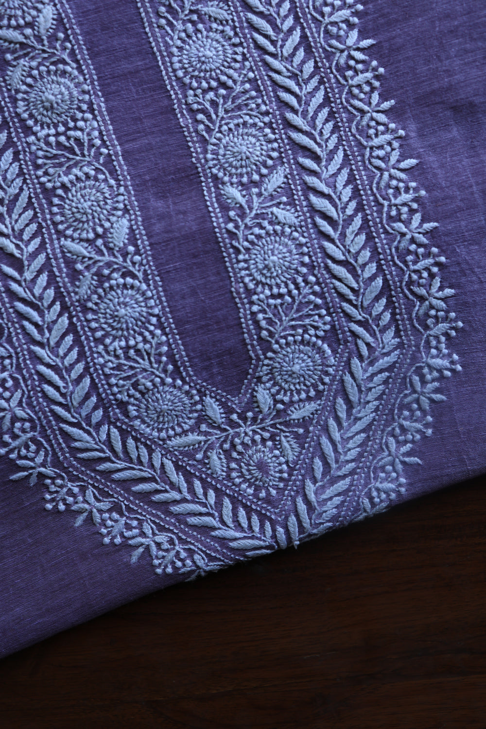 Lavender Linen Chikankari Unstitched Men's Kurtas Fabric