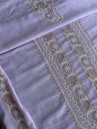 Lavender Shade Shade Unisex Chikankari Bengal Muslin Kurtas