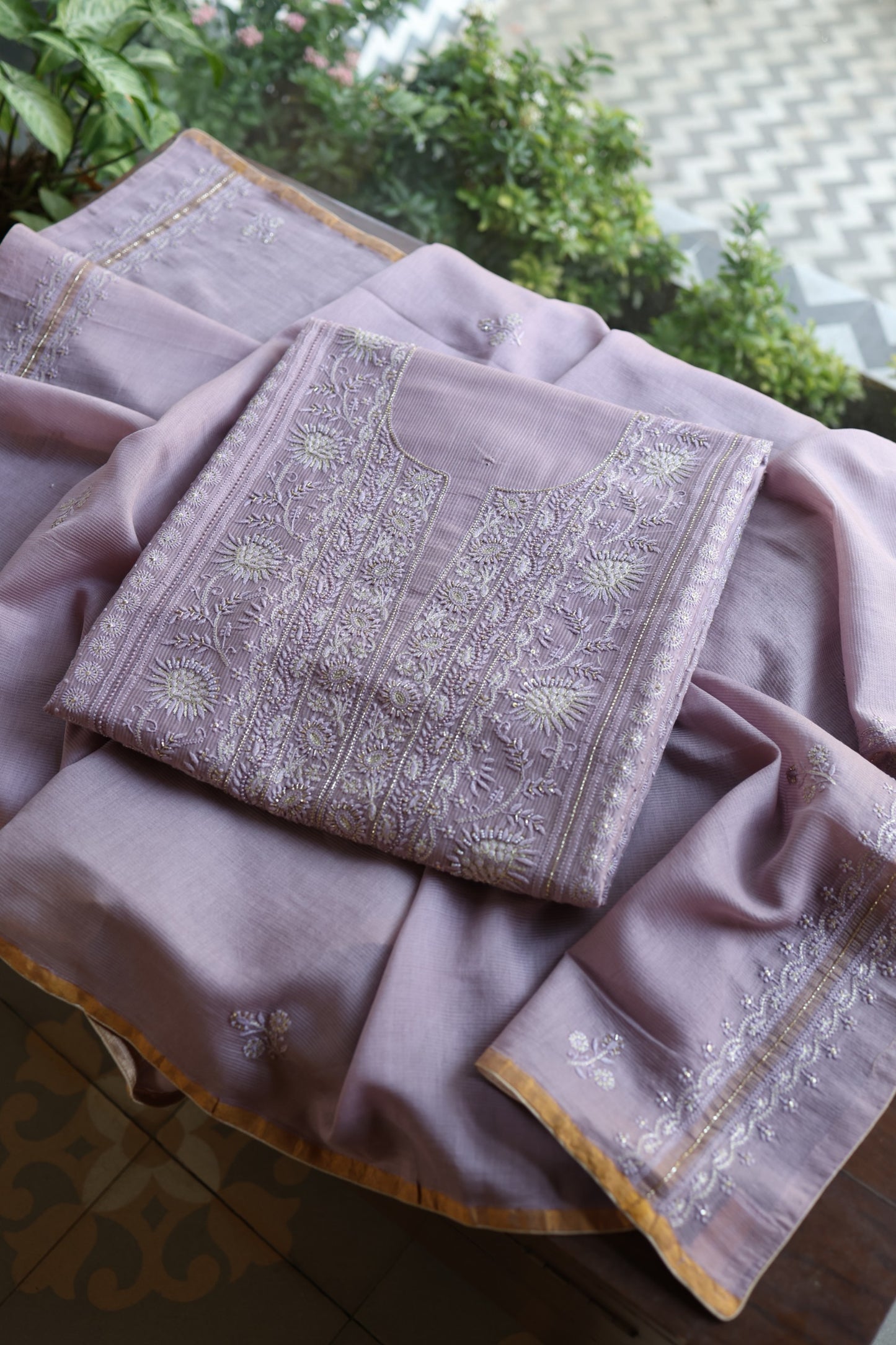 Lavender Shade Rasm Maheshwari Highlights Fabric