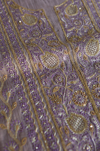 Lavender Shade Tissue Silk Chikankari Unstitched Fabric