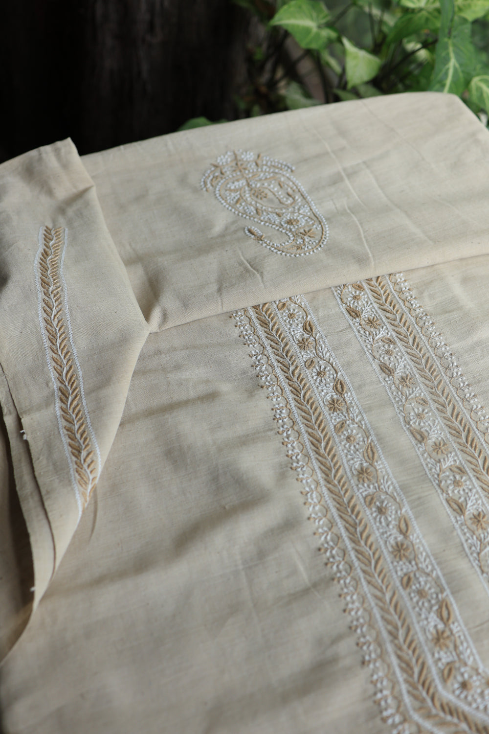 Light Beige Malkha Handspun Khadi Kurtas Unisex Fabric
