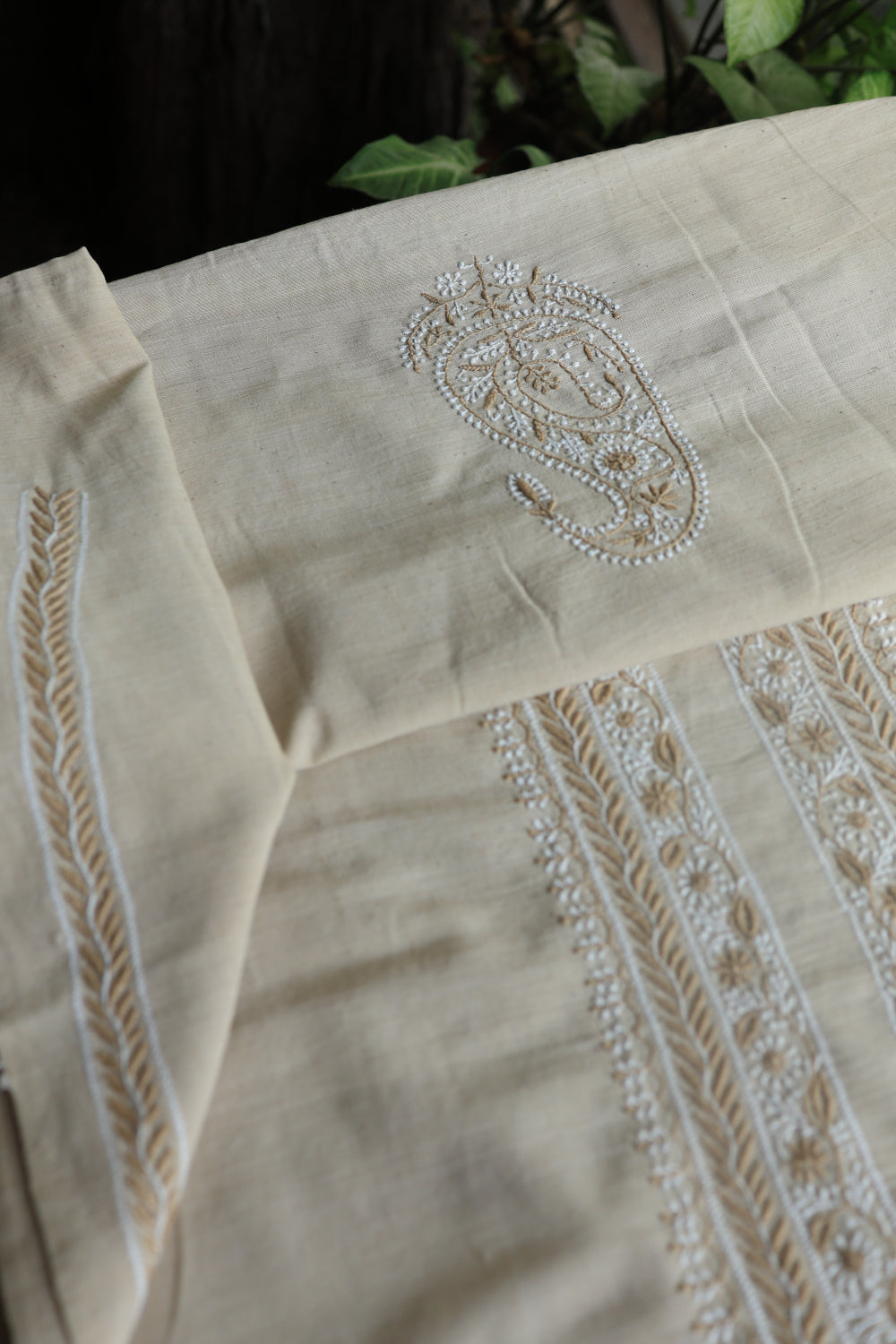 Light Beige Malkha Handspun Khadi Kurtas Unisex Fabric