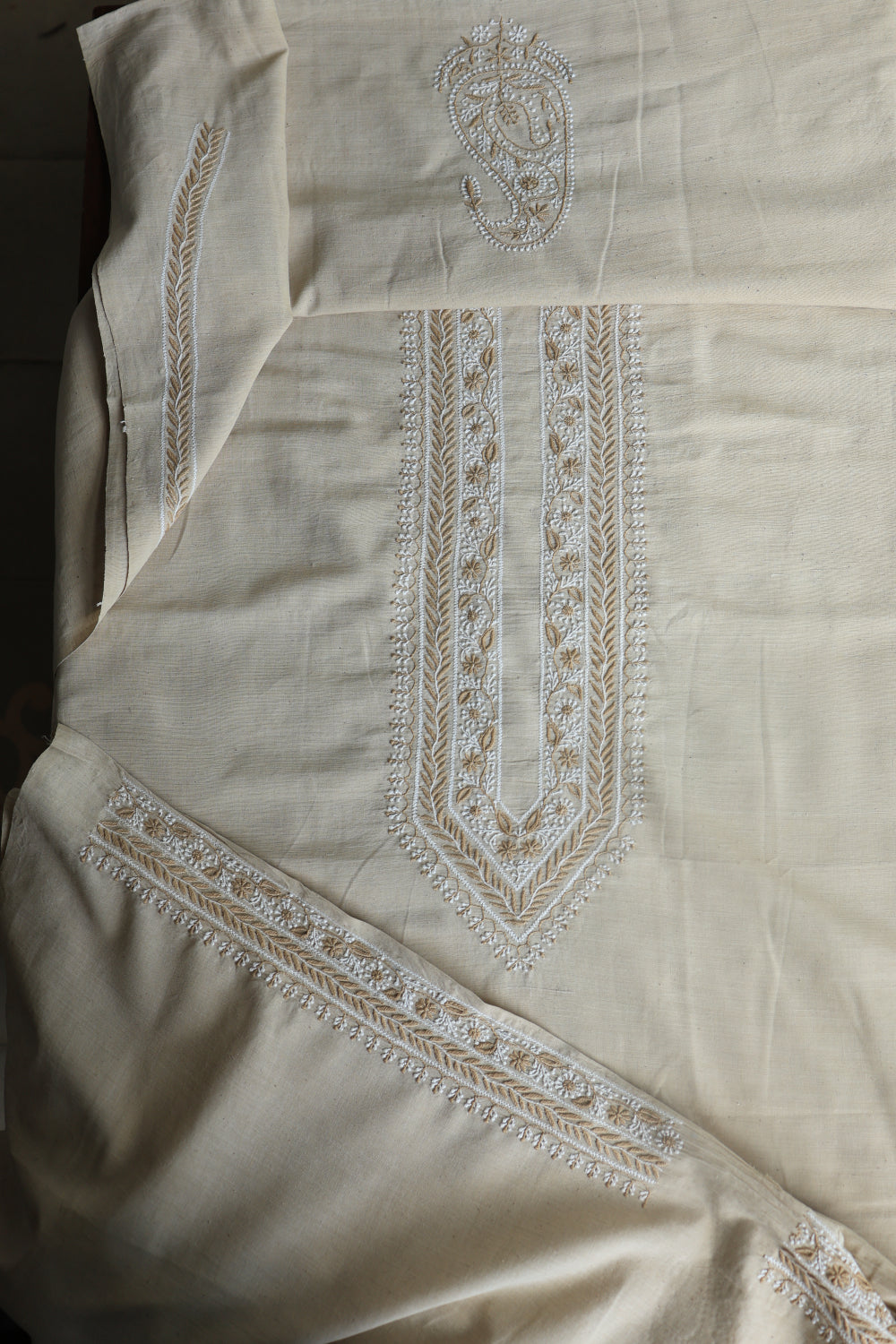 Light Beige Malkha Handspun Khadi Kurtas Unisex Fabric
