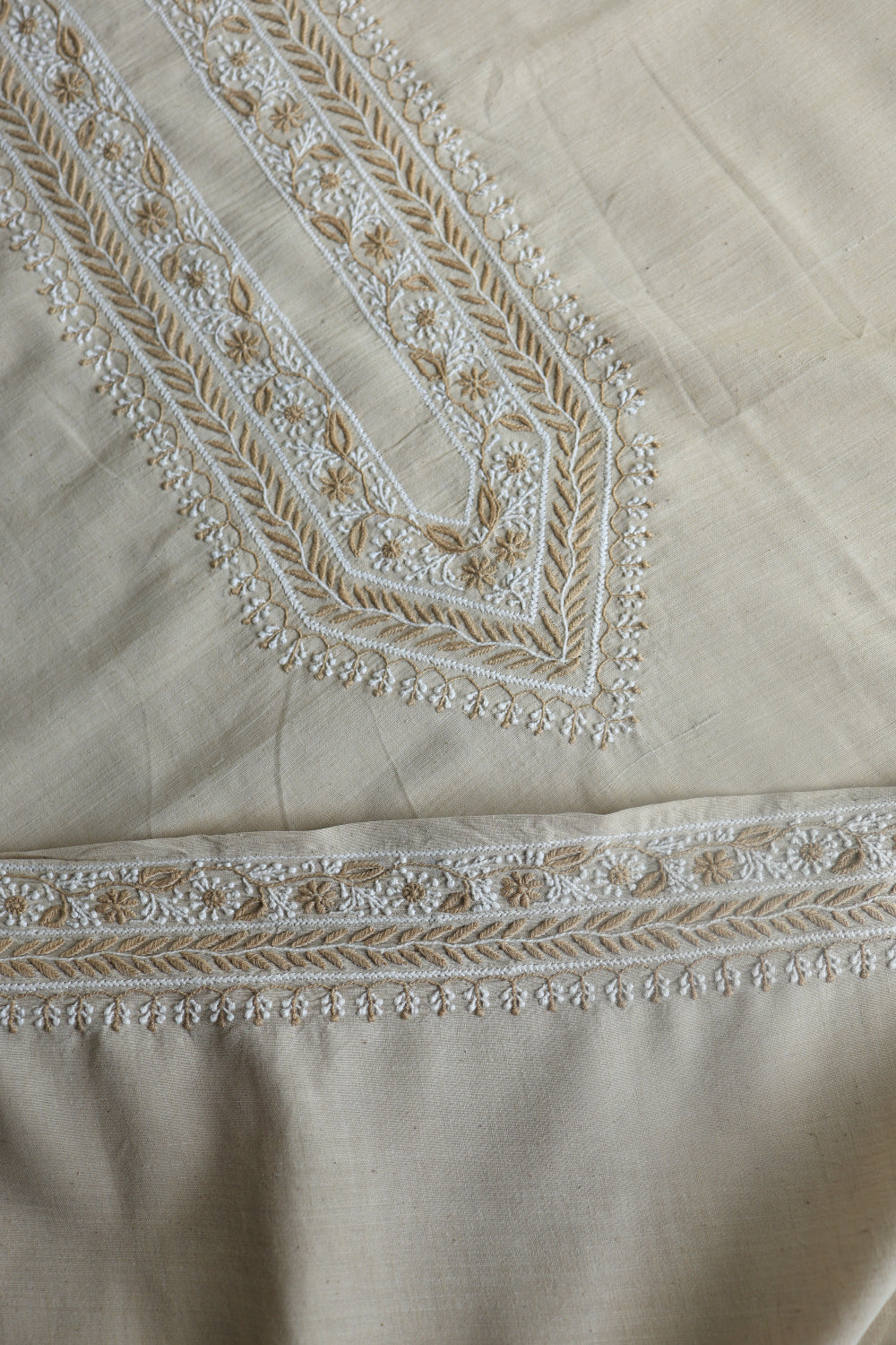 Light Beige Malkha Handspun Khadi Kurtas Unisex Fabric