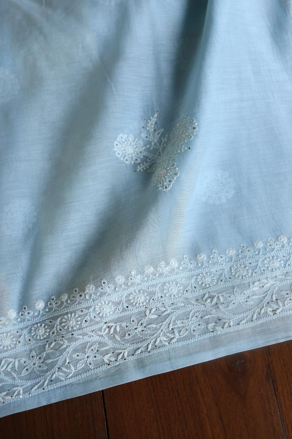 Light Blue Daraz Chikankari Kurta Fabrics