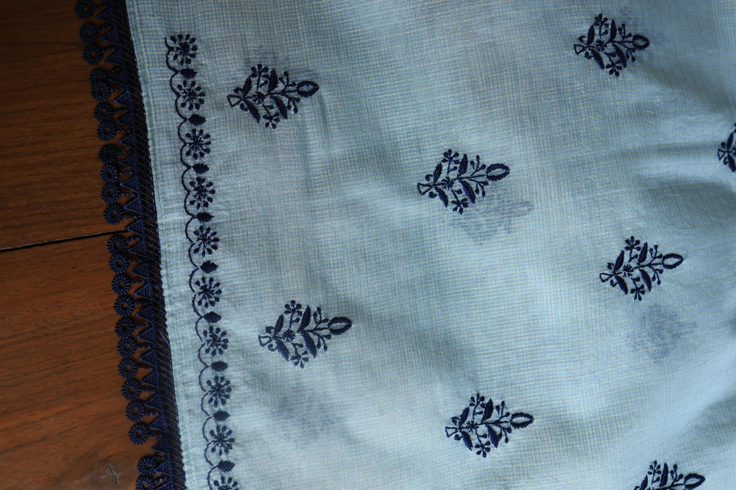 Light Blue Kota Chikankari Unstitched Fabric