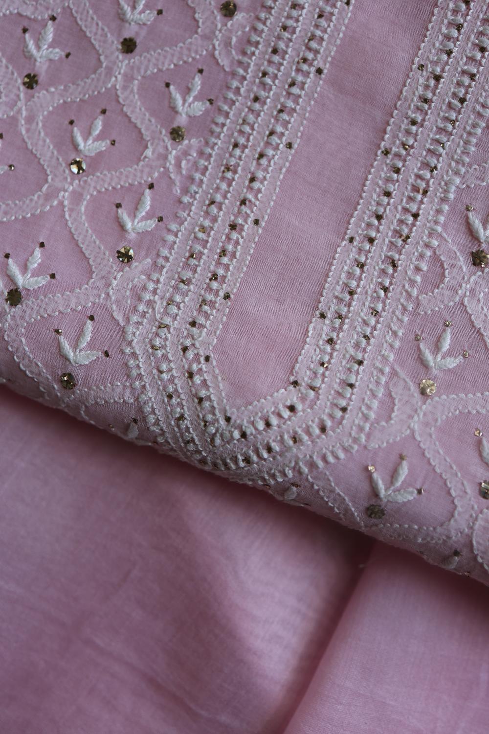 Mal Cotton Fine Chikankari Unstitched Fabrics
