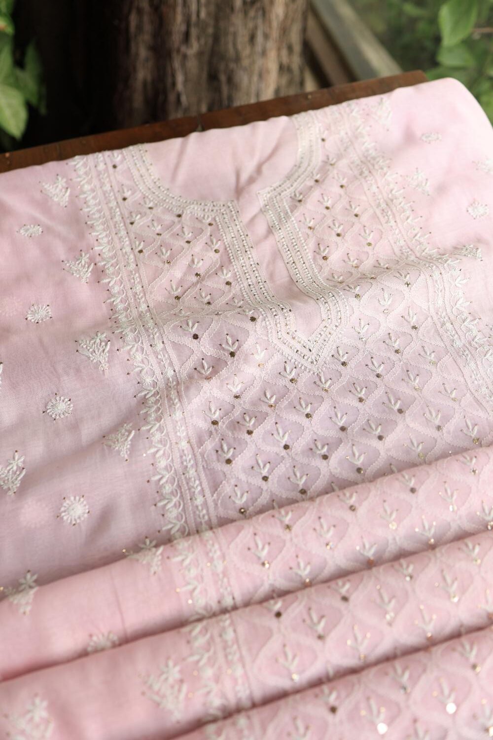 Mal Cotton Fine Chikankari Unstitched Fabrics