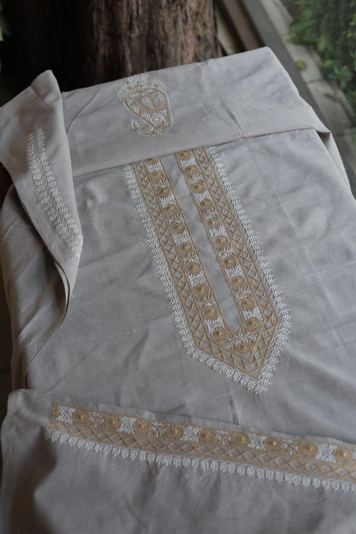 Cloudy Grey Malkha Handspun Khadi Kurtas Unisex Fabric