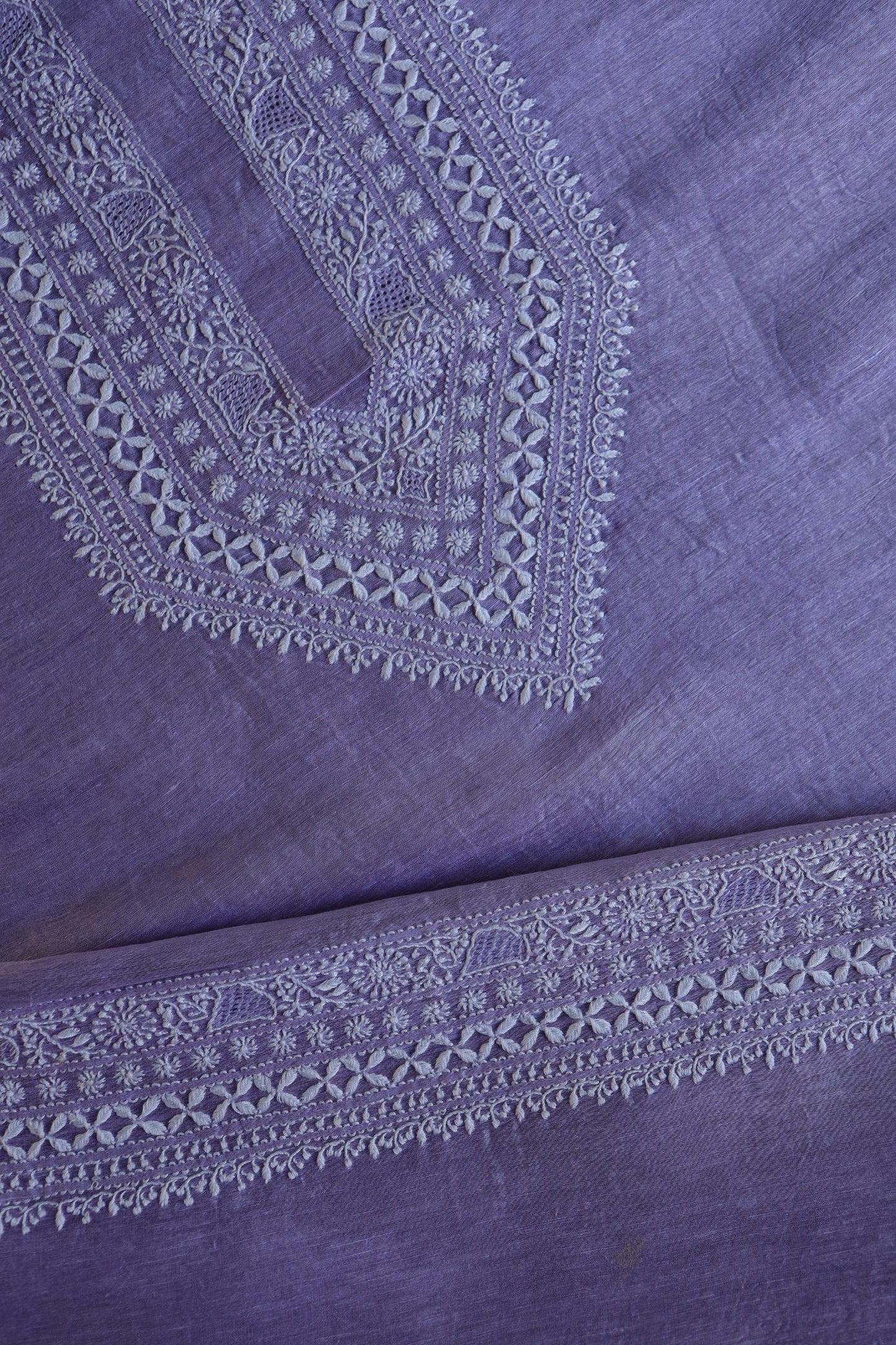 Mauve Linen Chikankari Unstitched Men's Kurtas Fabric
