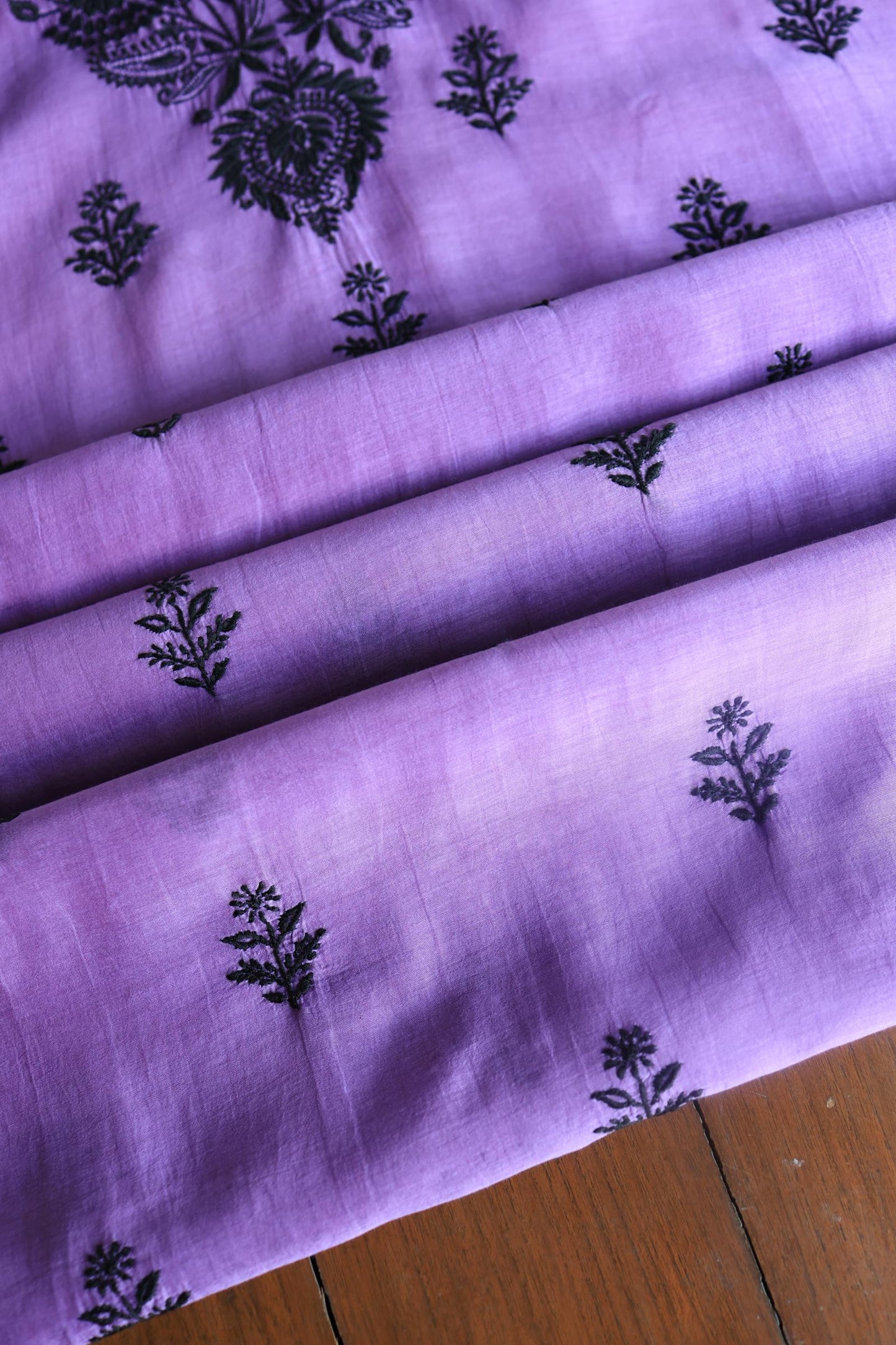 Mauve Shade Mal Cotton Chikankari Unstitched Fabric