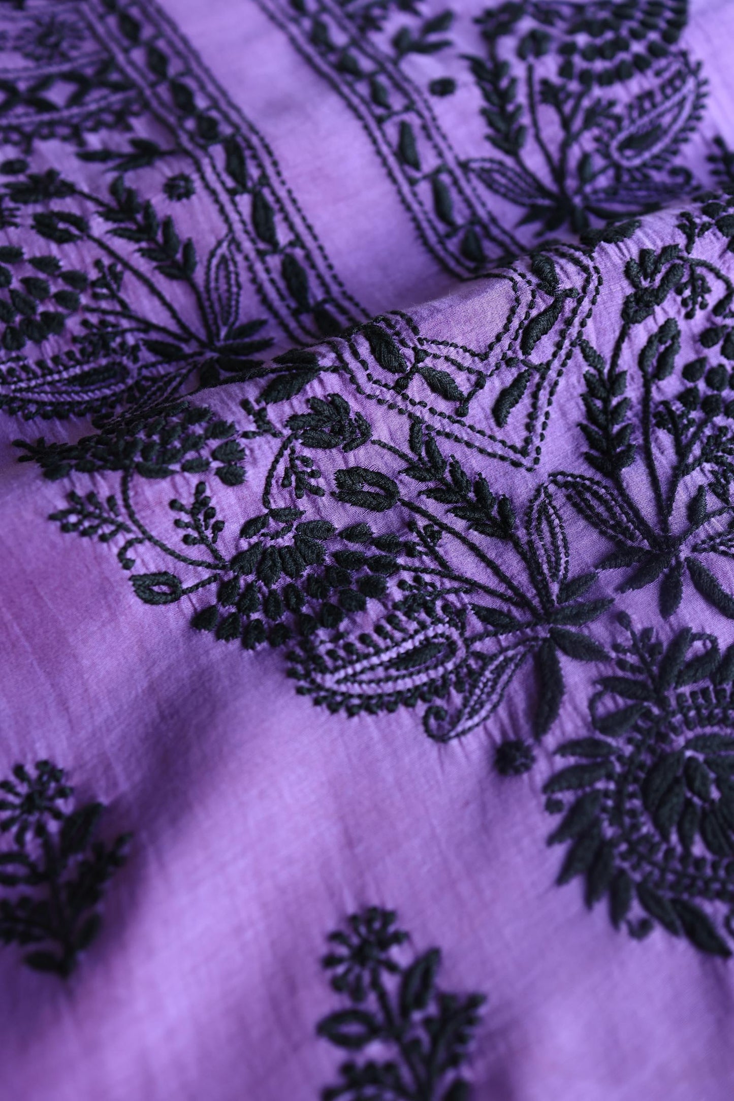 Mauve Shade Mal Cotton Chikankari Unstitched Fabric