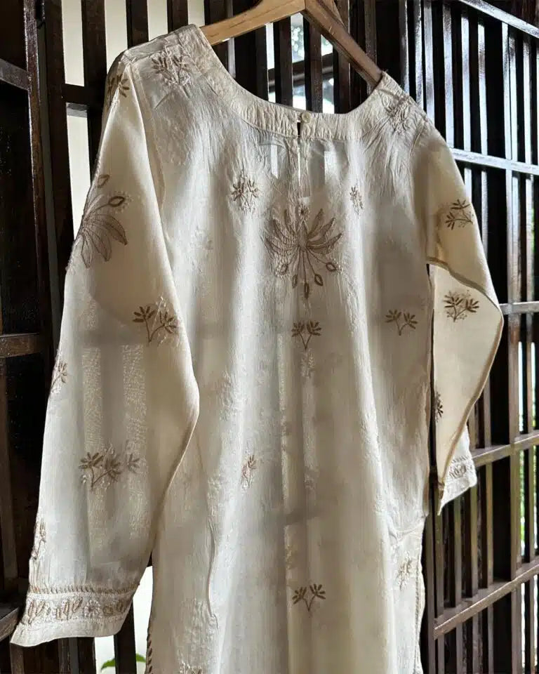Mulberry Silk Resham Chikankari Kurta